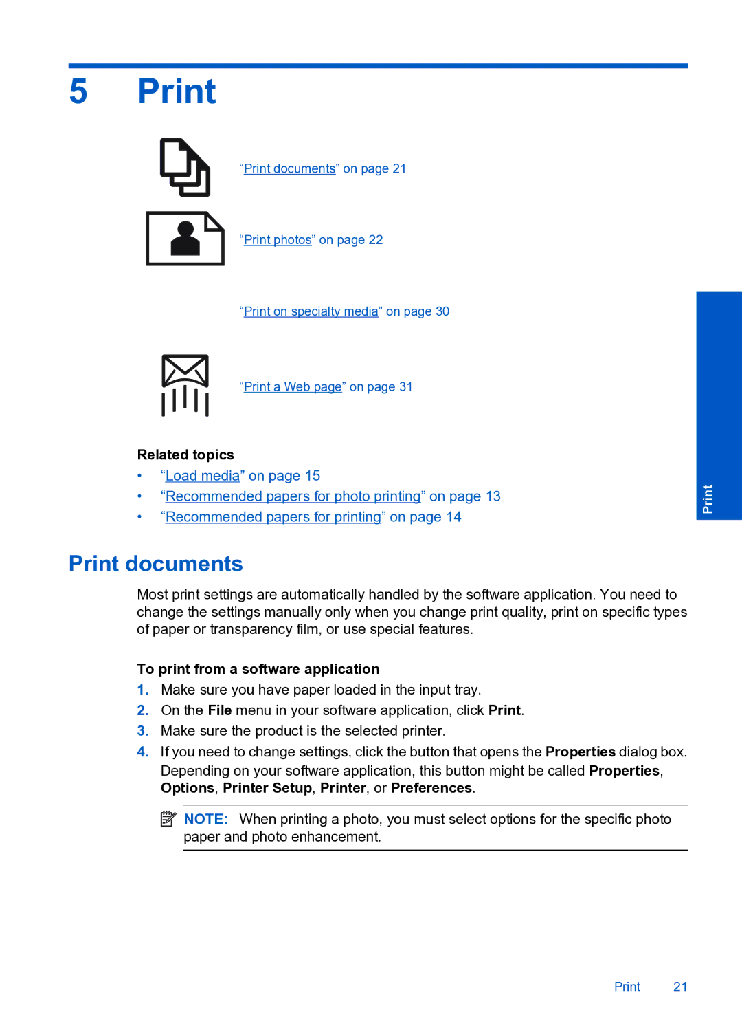 HP Premium Web - C309n manual Print documents, To print from a software application 