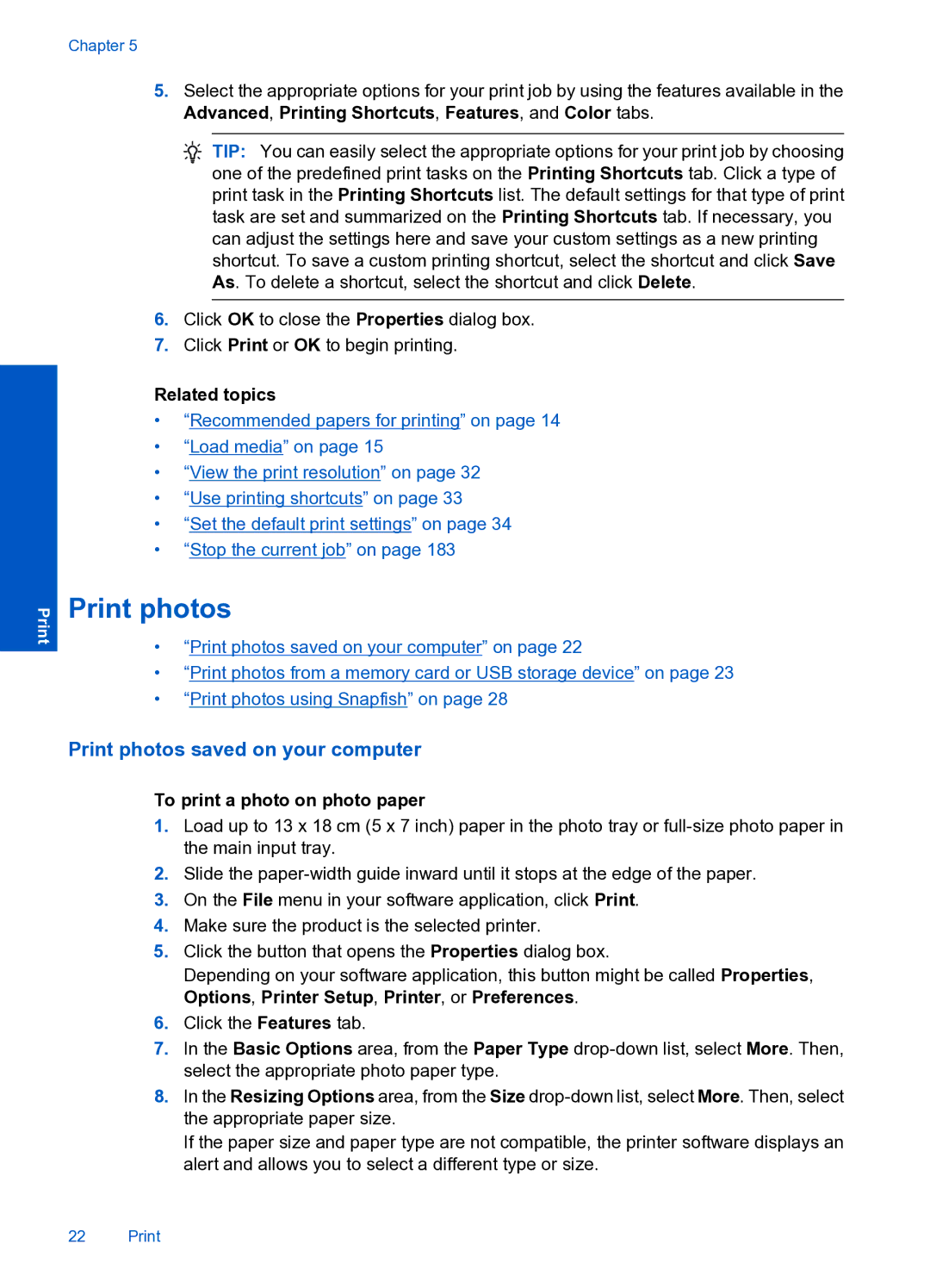 HP Premium Web - C309n manual Print photos saved on your computer, To print a photo on photo paper 