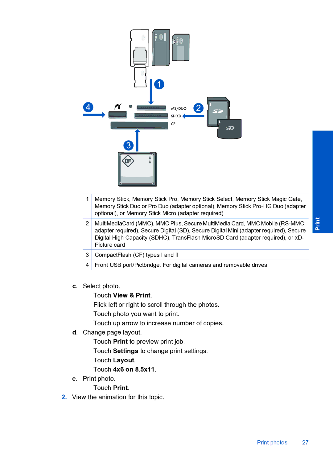 HP Premium Web - C309n manual Touch 4x6 on 