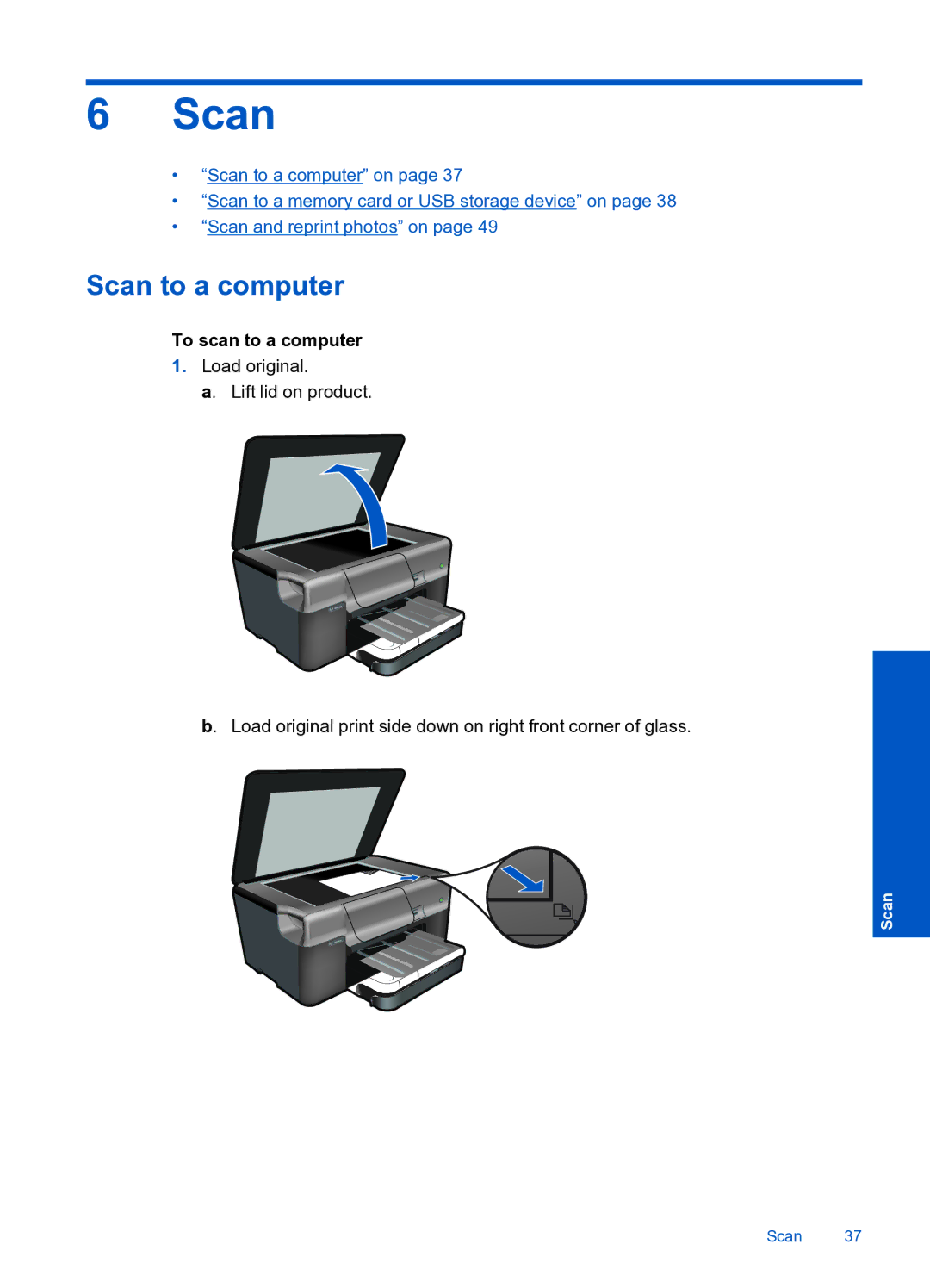 HP Premium Web - C309n manual Scan to a computer, To scan to a computer 