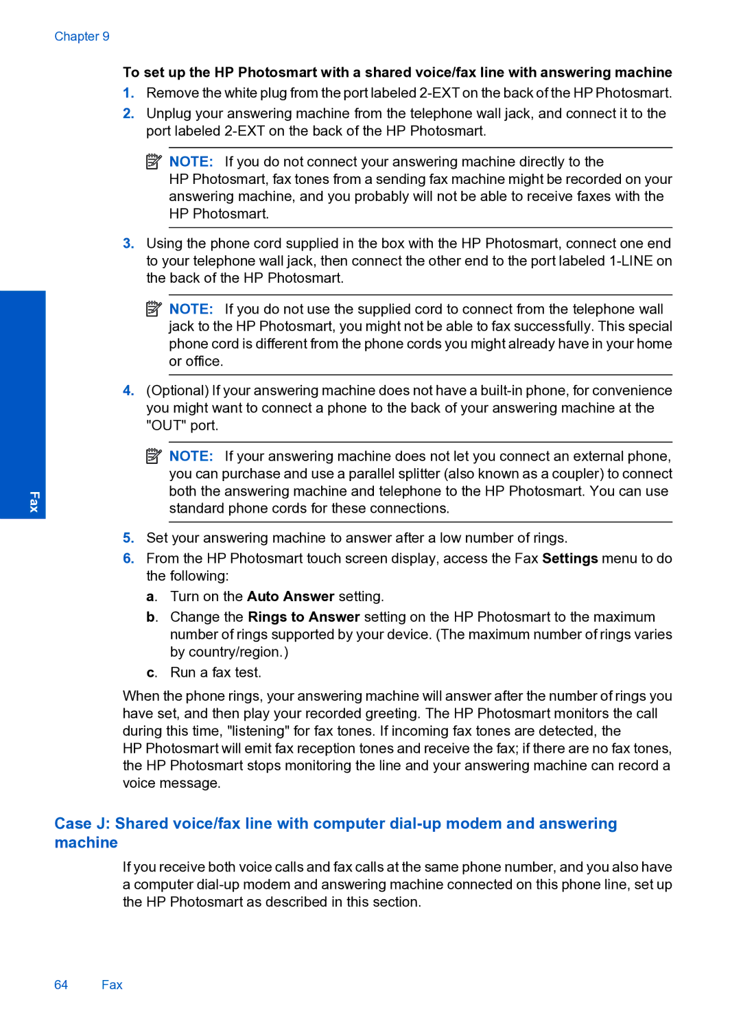 HP Premium Web - C309n manual 64 Fax 