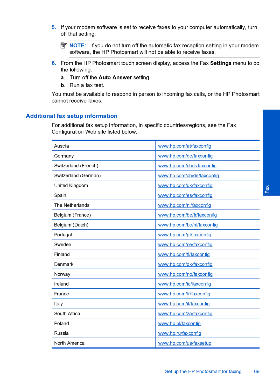 HP Premium Web - C309n manual Additional fax setup information 