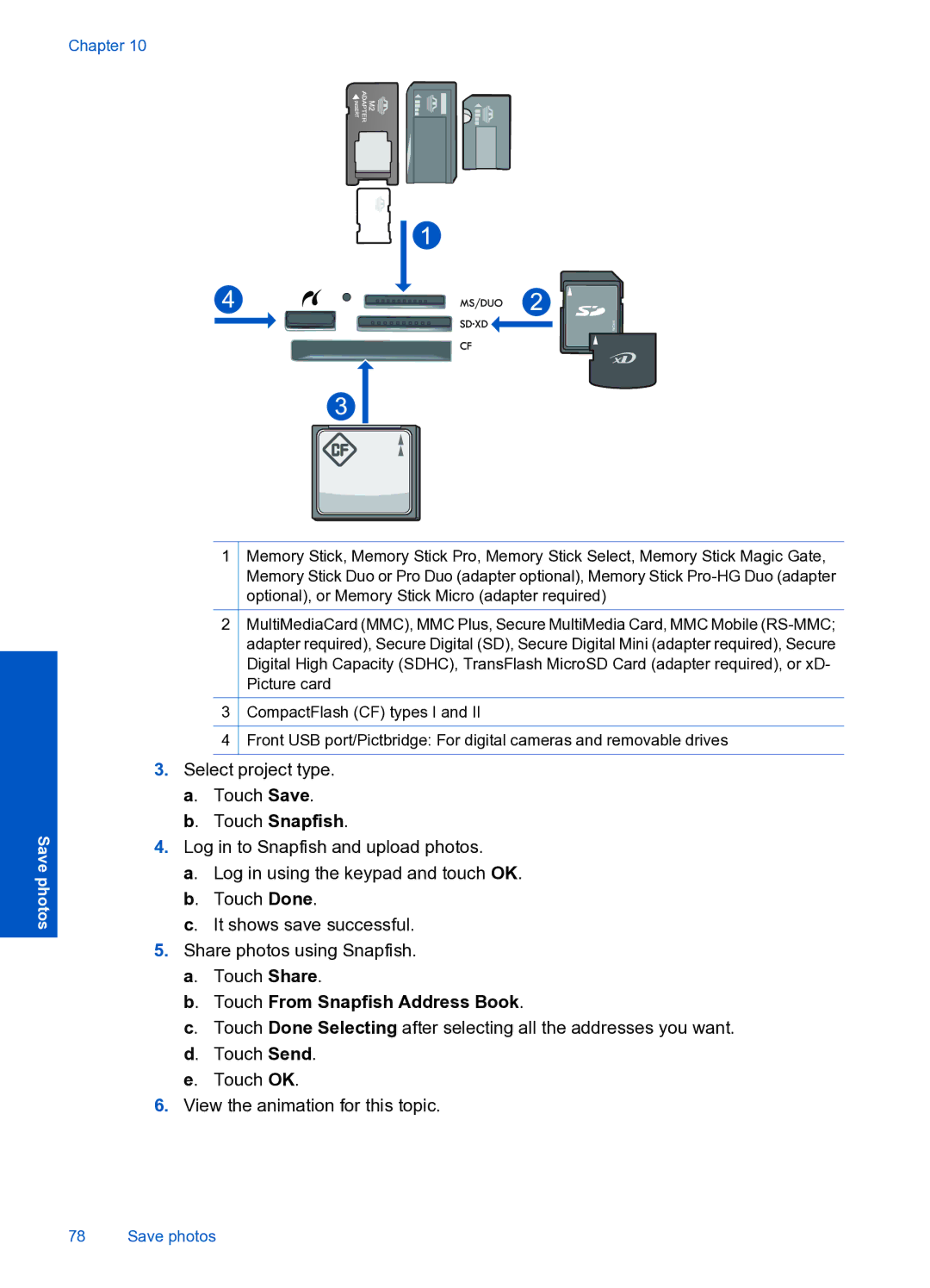 HP Premium Web - C309n manual Touch From Snapfish Address Book 