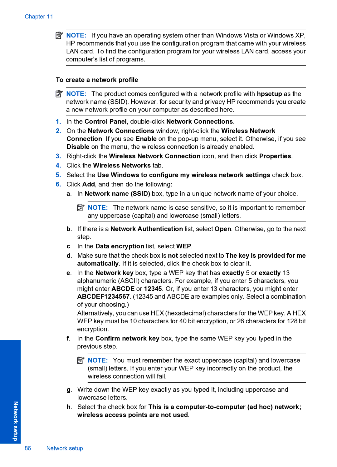 HP Premium Web - C309n manual Network setup 