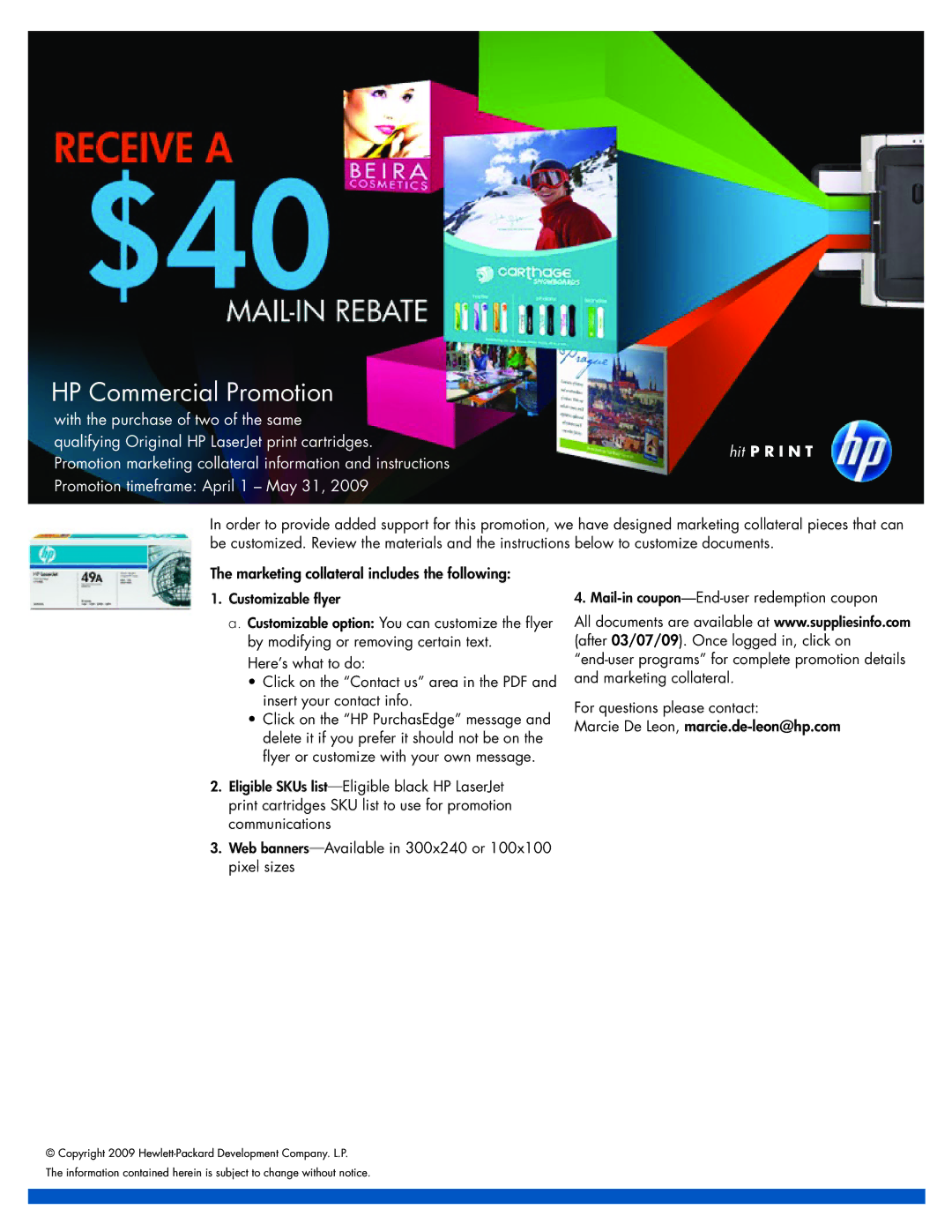 HP Print Cartridges manual HP Commercial Promotion 