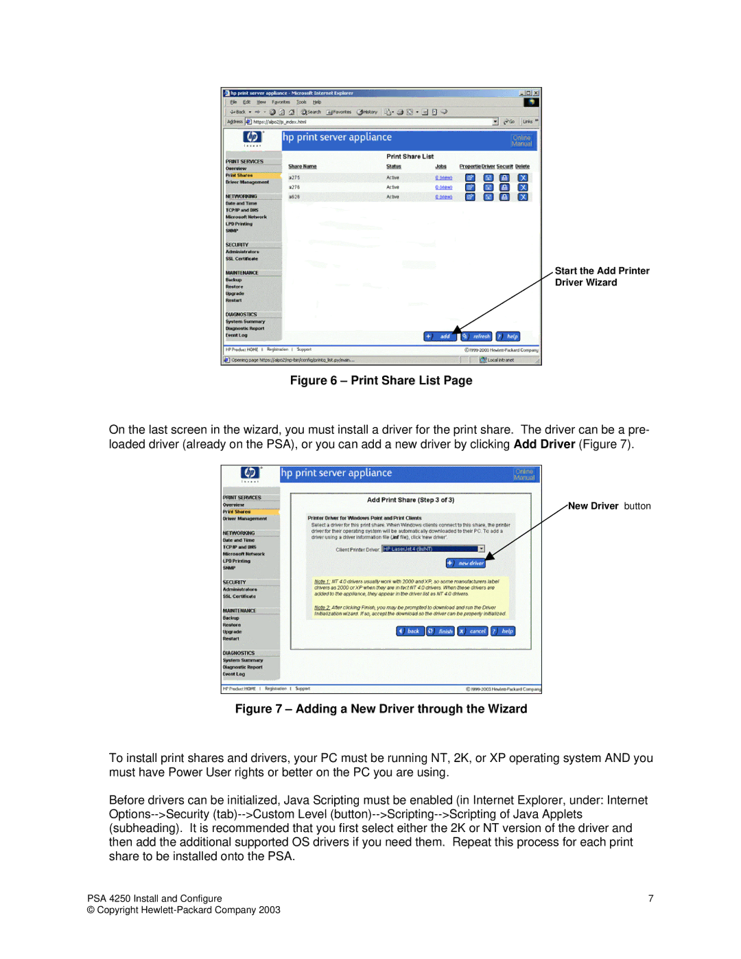 HP Print Server Appliance 4250 manual Print Share List 