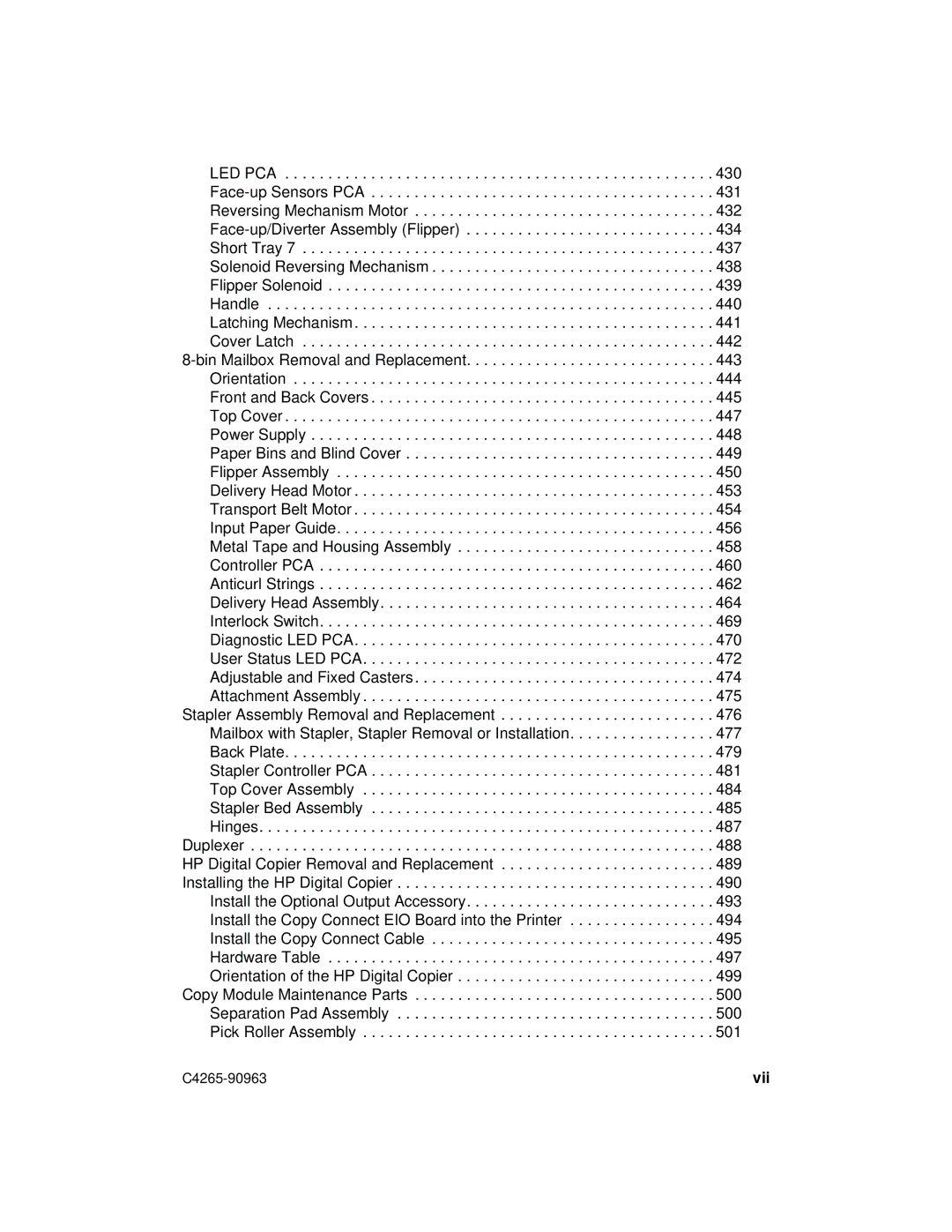 HP Print Systems 8150 manual Vii 