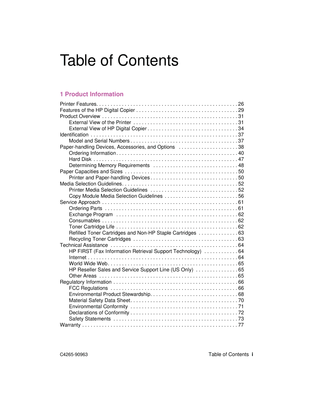 HP Print Systems 8150 manual Table of Contents 