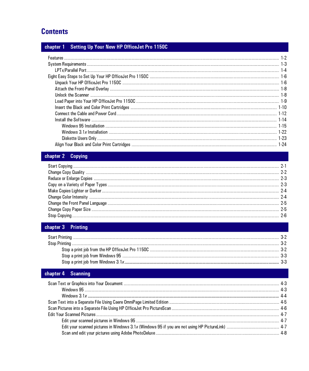 HP Pro 1150cse manual Contents 