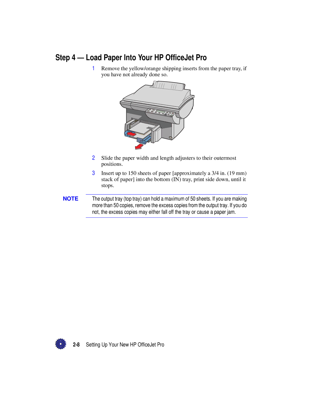 HP Pro 1175cse, Pro 1175cxi manual Load Paper Into Your HP OfficeJet Pro, 8Setting Up Your New HP OfficeJet Pro 