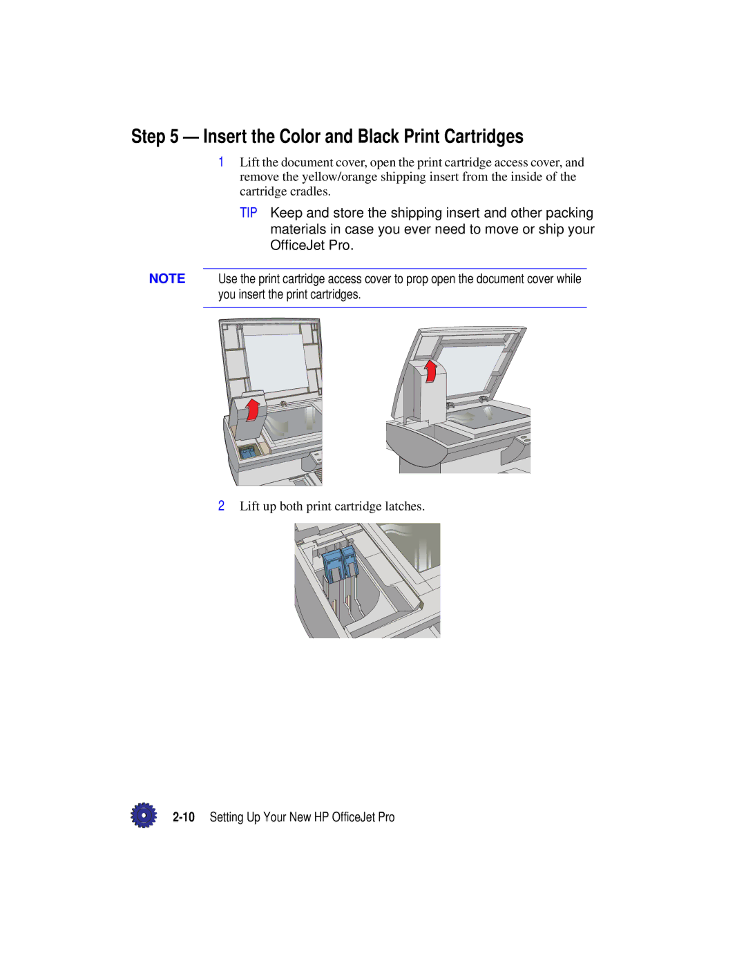 HP Pro 1175cxi, Pro 1175cse manual Insert the Color and Black Print Cartridges, 10Setting Up Your New HP OfficeJet Pro 