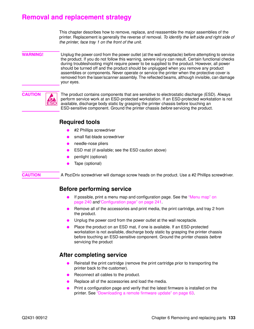 HP Pro 4300 C9H70UT C9H70UT#ABA manual Removal and replacement strategy, Required tools, Before performing service 