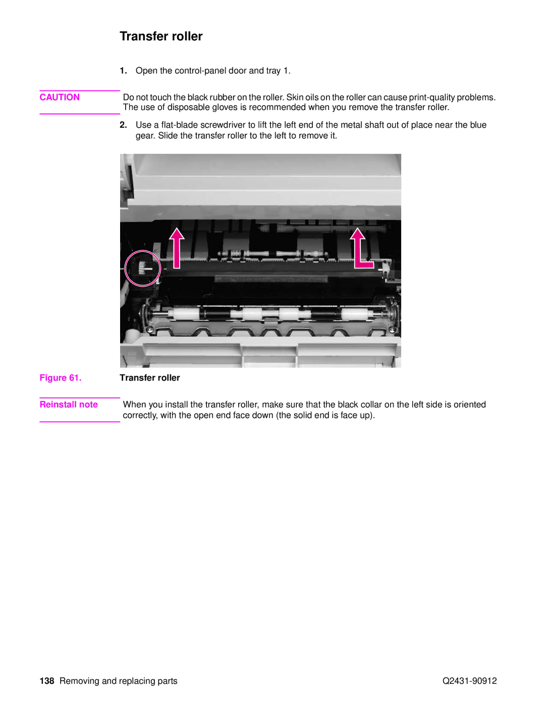 HP Pro 4300 C9H70UT C9H70UT#ABA manual Transfer roller, Open the control-panel door and tray 