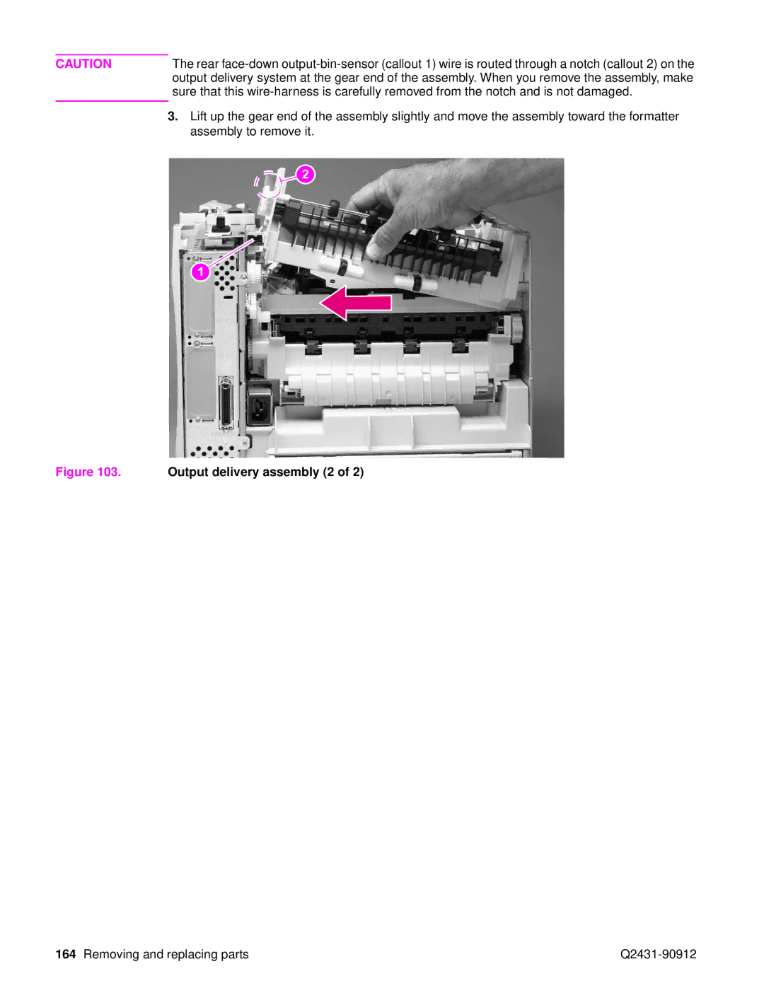 HP Pro 4300 C9H70UT C9H70UT#ABA manual Output delivery assembly 2 