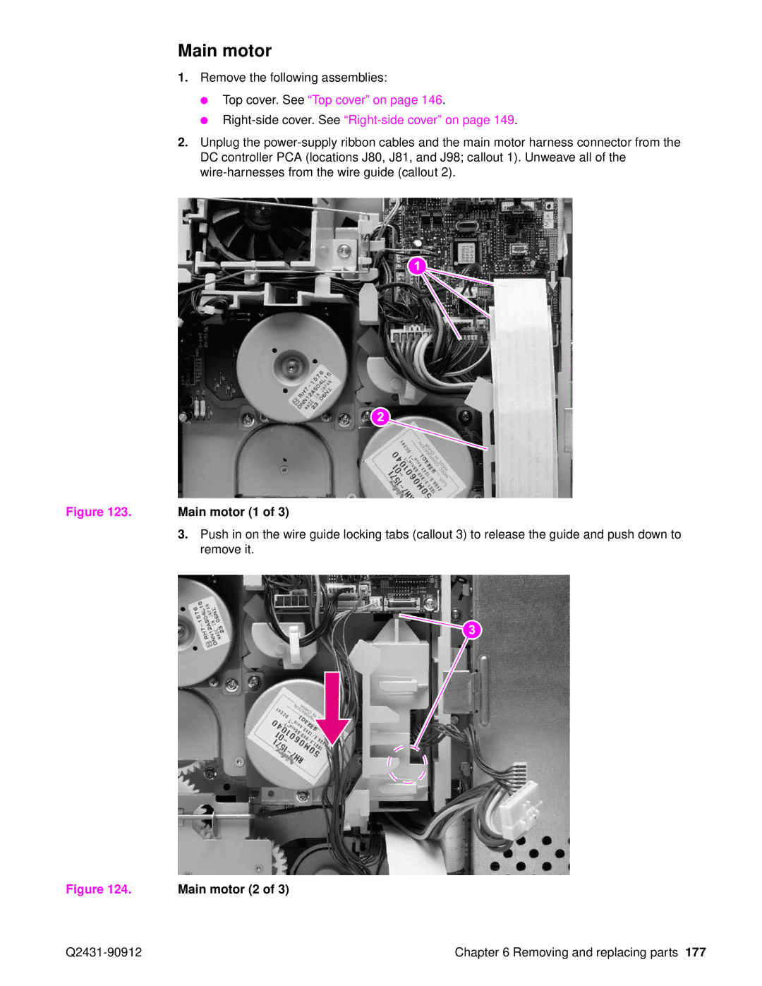 HP Pro 4300 C9H70UT C9H70UT#ABA manual Main motor 1, Remove it 