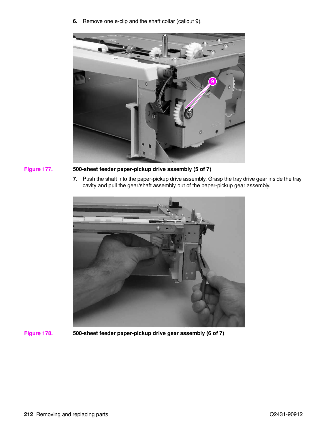 HP Pro 4300 C9H70UT C9H70UT#ABA manual Sheet feeder paper-pickup drive assembly 5 