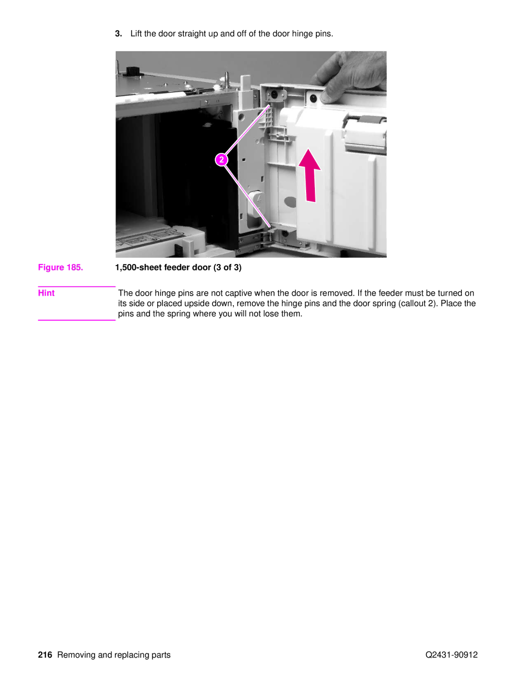 HP Pro 4300 C9H70UT C9H70UT#ABA manual Sheet feeder door 3 