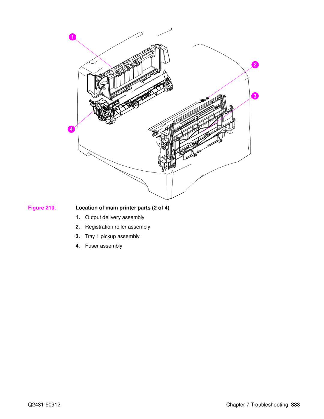 HP Pro 4300 C9H70UT C9H70UT#ABA manual Location of main printer parts 2 