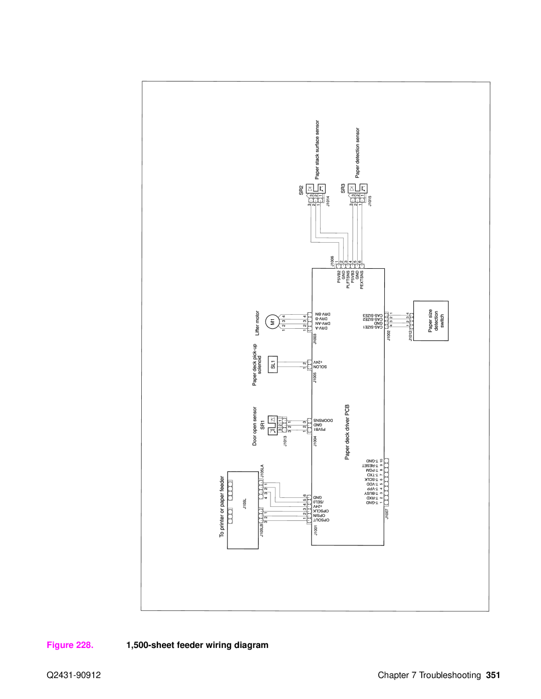 HP Pro 4300 C9H70UT C9H70UT#ABA manual sheet feeder wiring diagram 