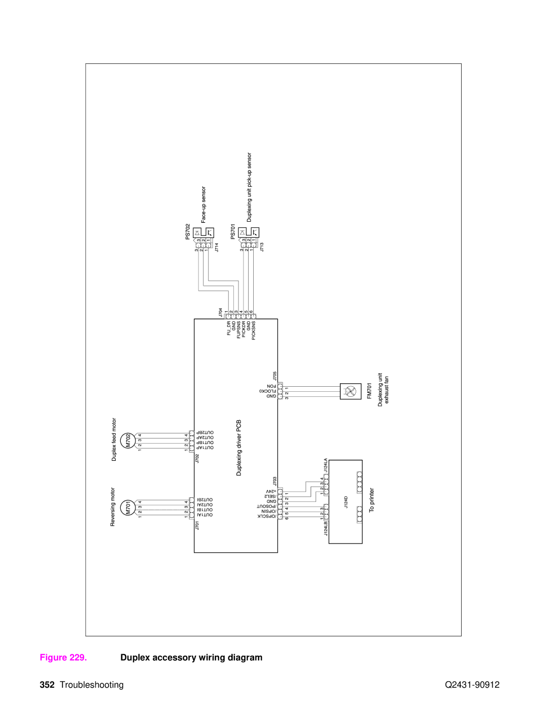 HP Pro 4300 C9H70UT C9H70UT#ABA manual Duplex accessory wiring diagram 