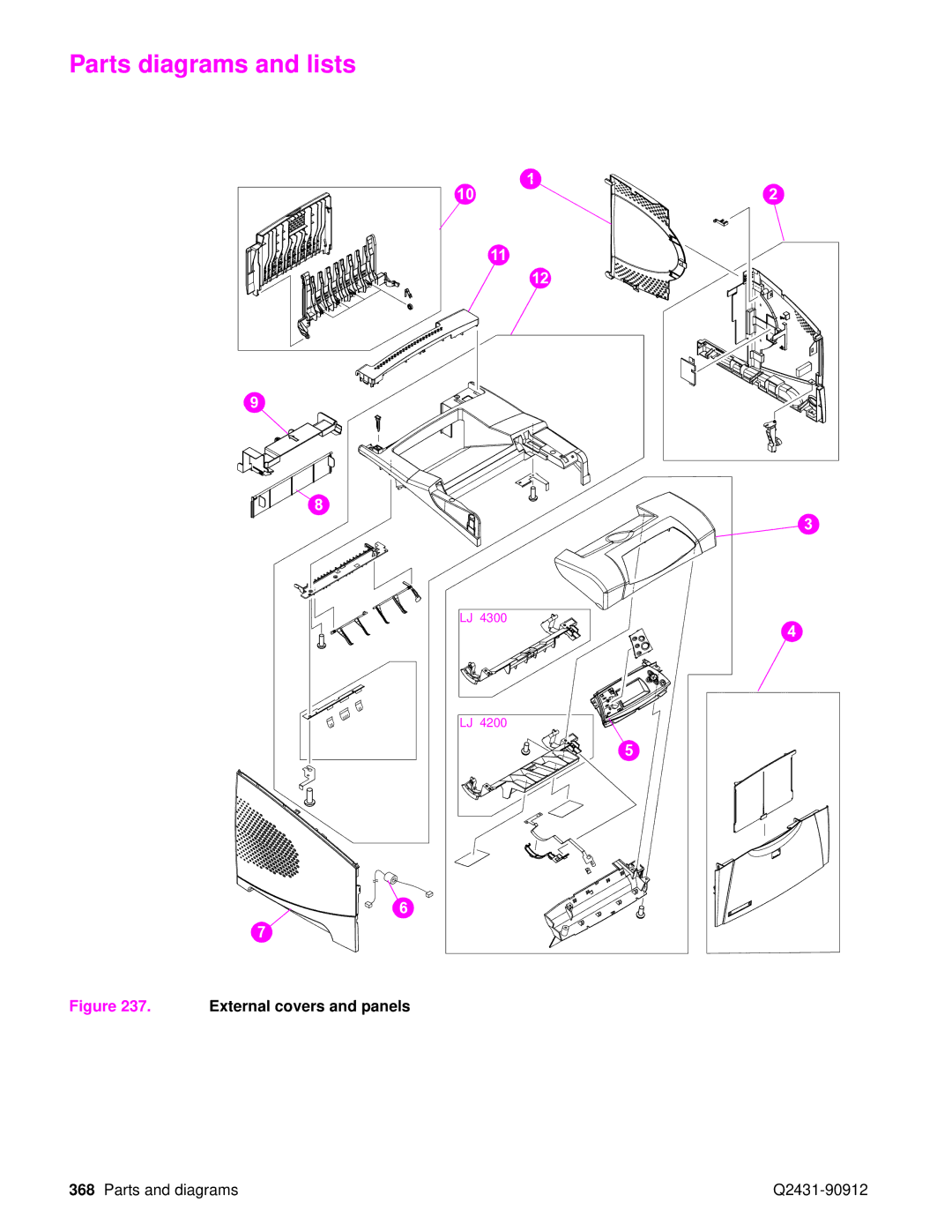 HP Pro 4300 C9H70UT C9H70UT#ABA manual Parts diagrams and lists, External covers and panels 