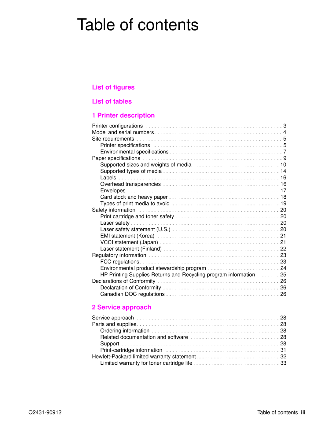 HP Pro 4300 C9H70UT C9H70UT#ABA manual Table of contents 