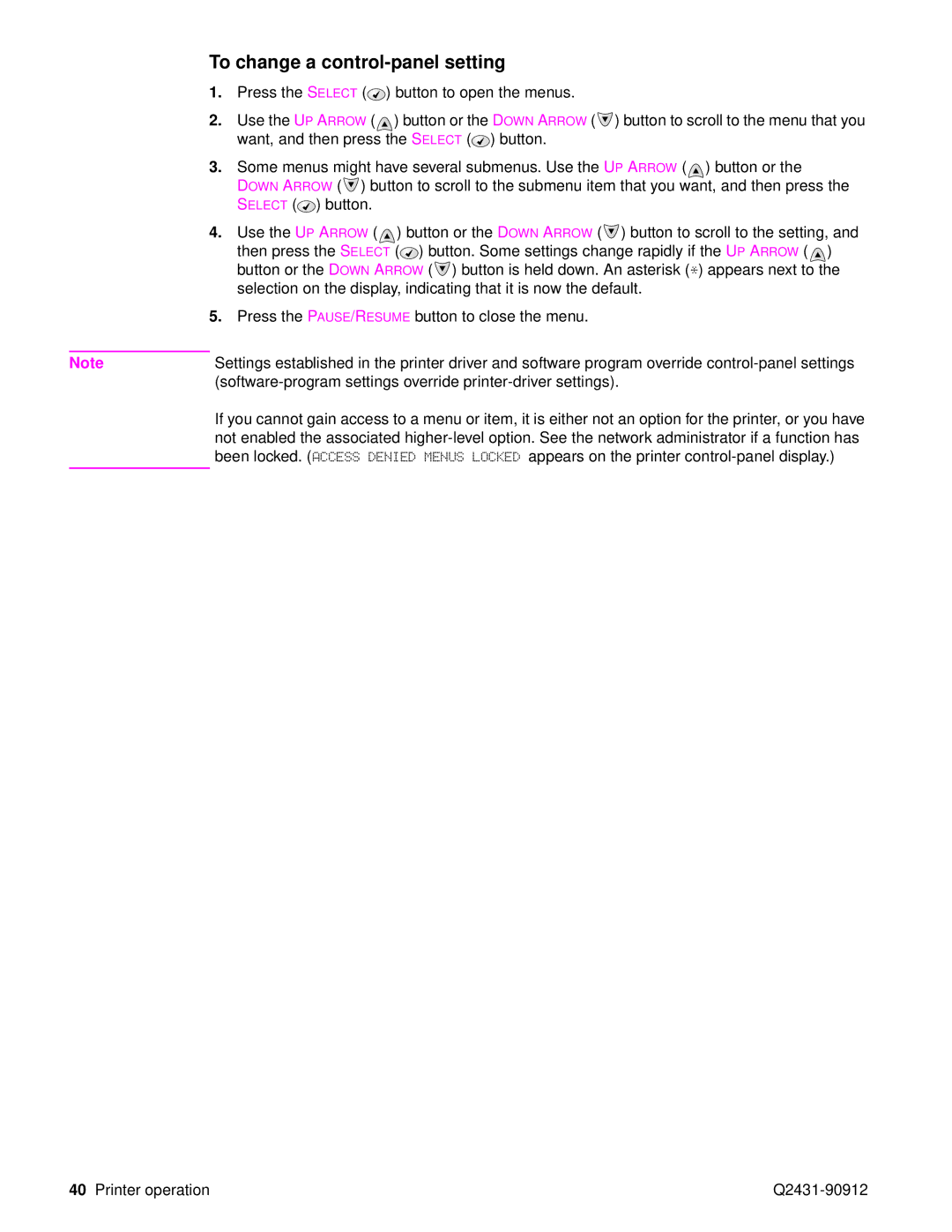 HP Pro 4300 C9H70UT C9H70UT#ABA manual To change a control-panel setting 