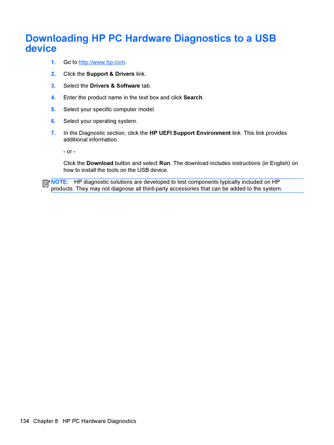 HP Pro 4300 manual Downloading HP PC Hardware Diagnostics to a USB device 