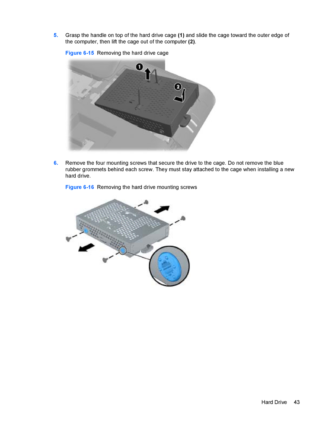 HP Pro 4300 manual 16Removing the hard drive mounting screws Hard Drive 