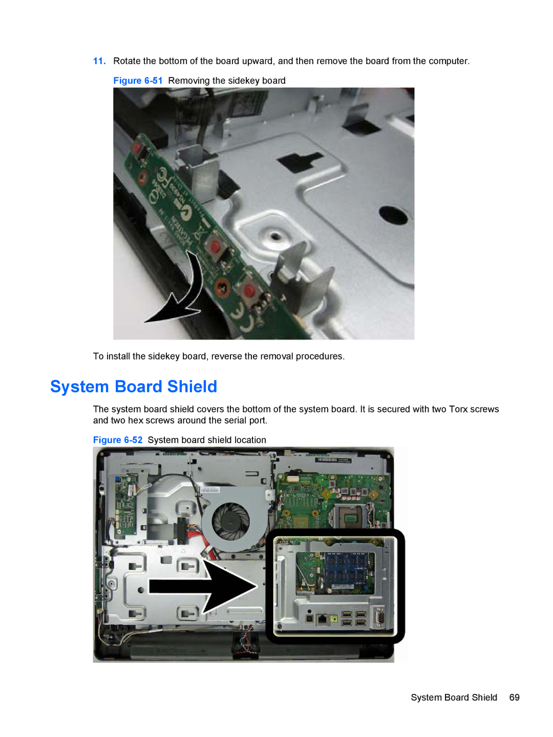 HP Pro 4300 manual 52System board shield location System Board Shield 