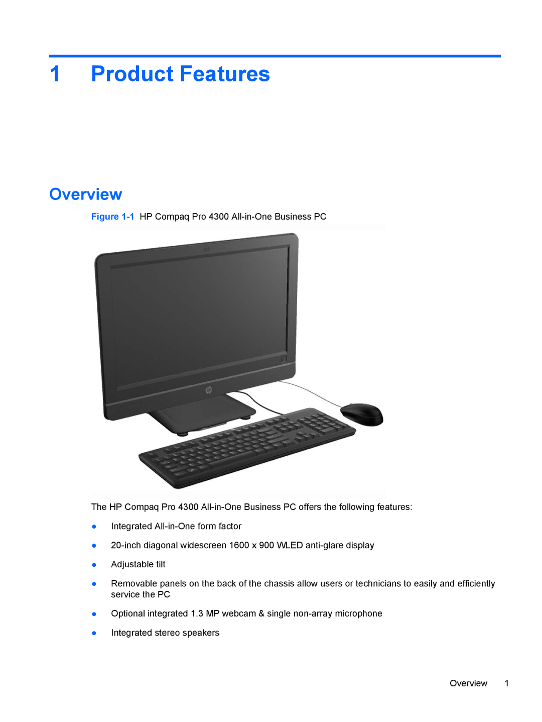 HP Pro 4300 manual Product Features, Overview 