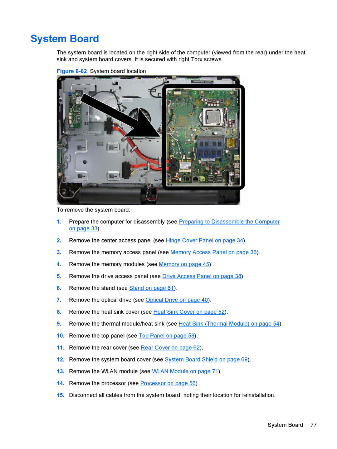 HP Pro 4300 manual System Board 