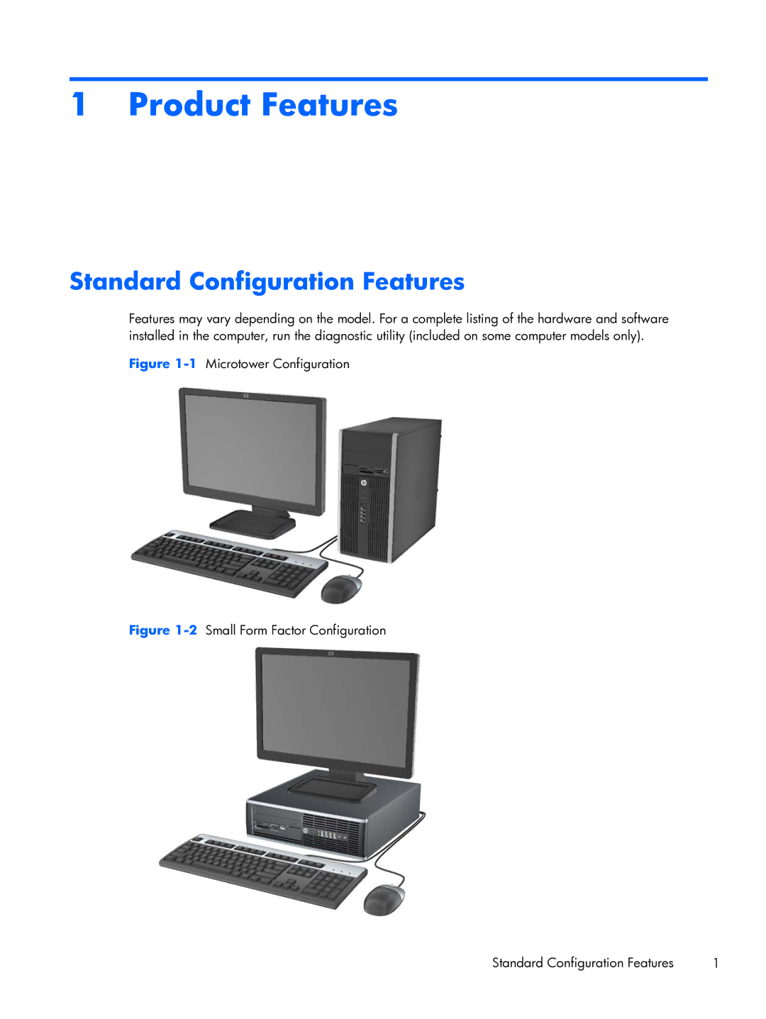 HP Pro 6300 manual Product Features, Standard Configuration Features 