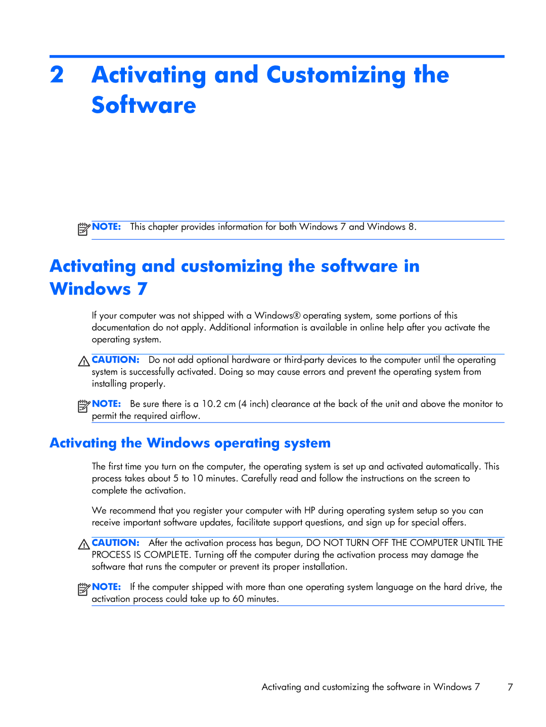 HP Pro 6300 manual Activating and Customizing the Software, Activating and customizing the software in Windows 