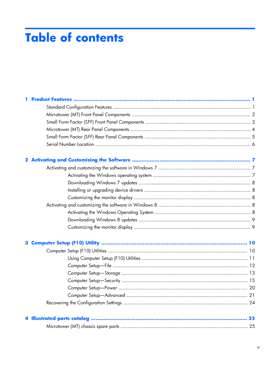 HP Pro 6300 manual Table of contents 