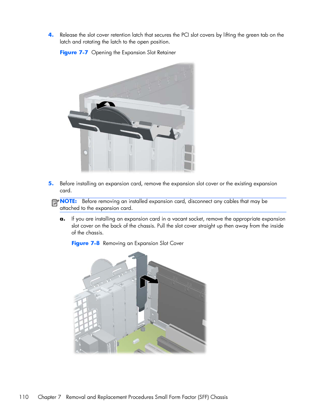 HP Pro 6305 manual 8Removing an Expansion Slot Cover 110 