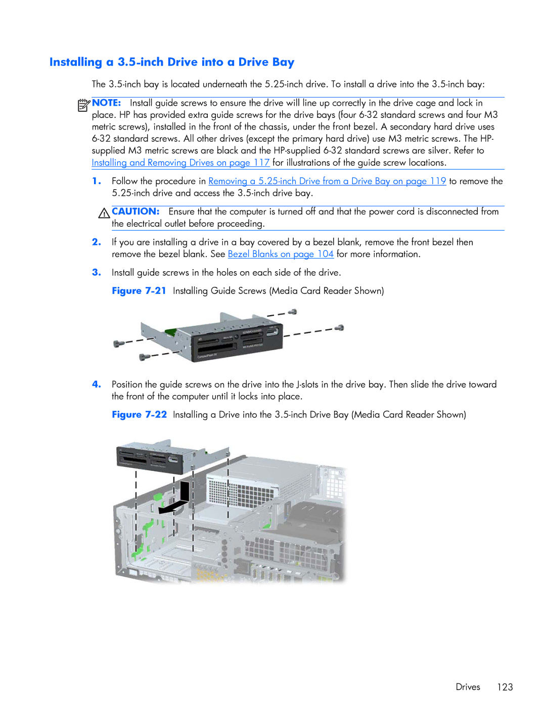 HP Pro 6305 manual Installing a 3.5-inch Drive into a Drive Bay 