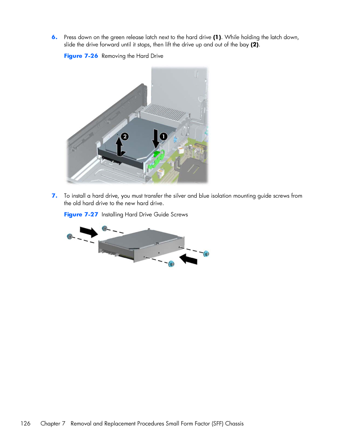 HP Pro 6305 manual 27Installing Hard Drive Guide Screws 126 