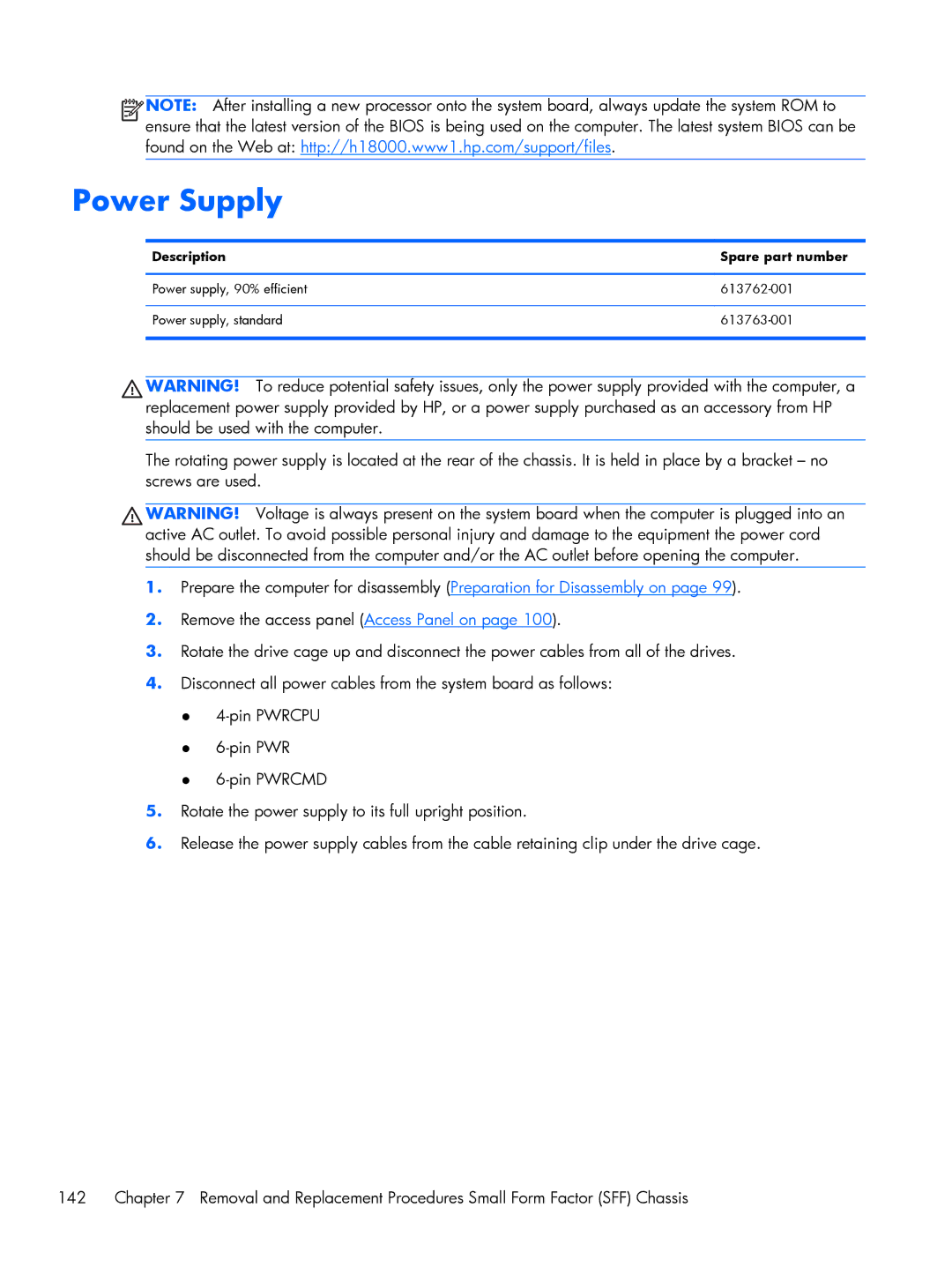 HP Pro 6305 manual Power Supply 