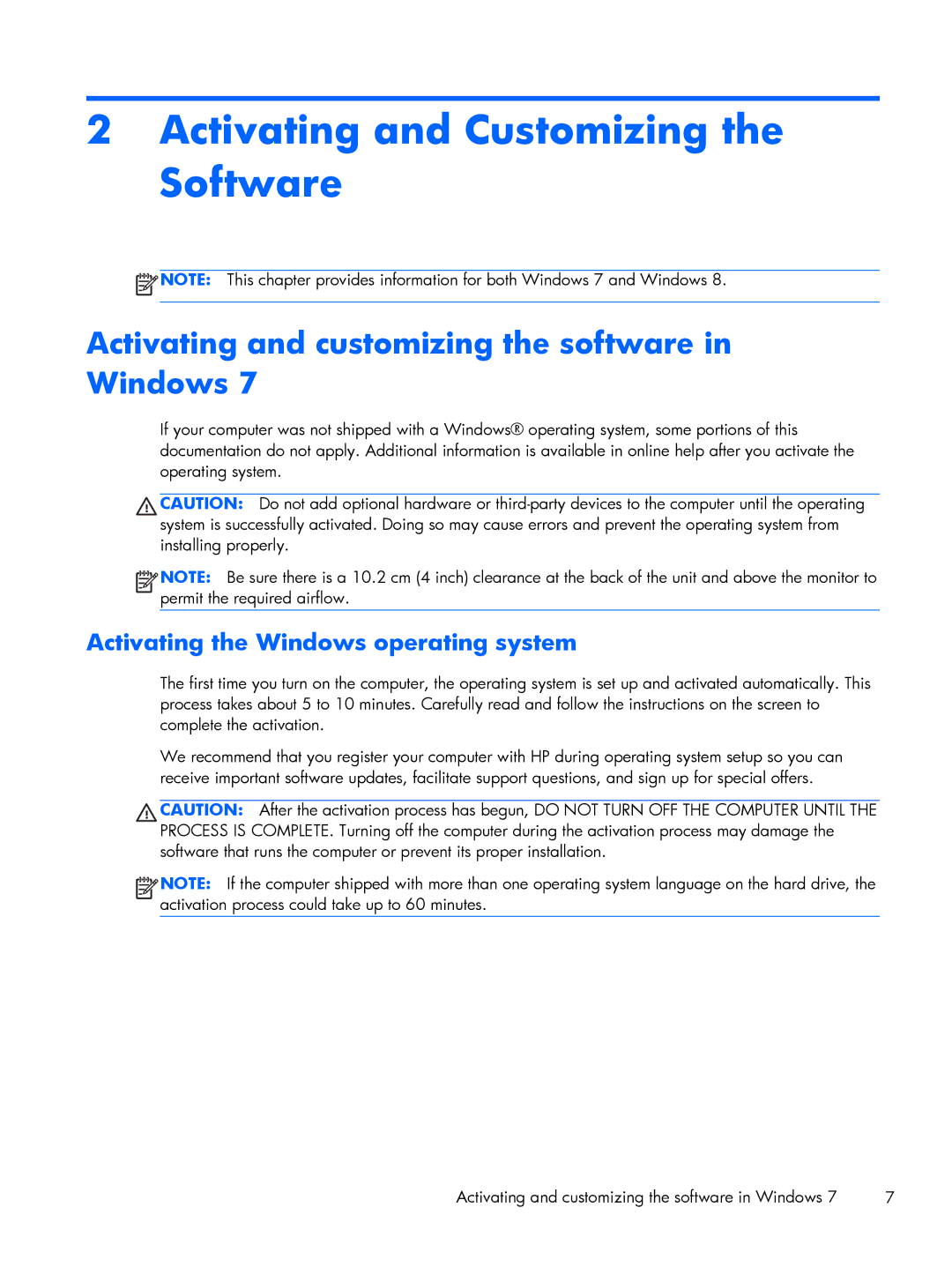 HP Pro 6305 manual Activating and customizing the software in Windows, Activating the Windows operating system 