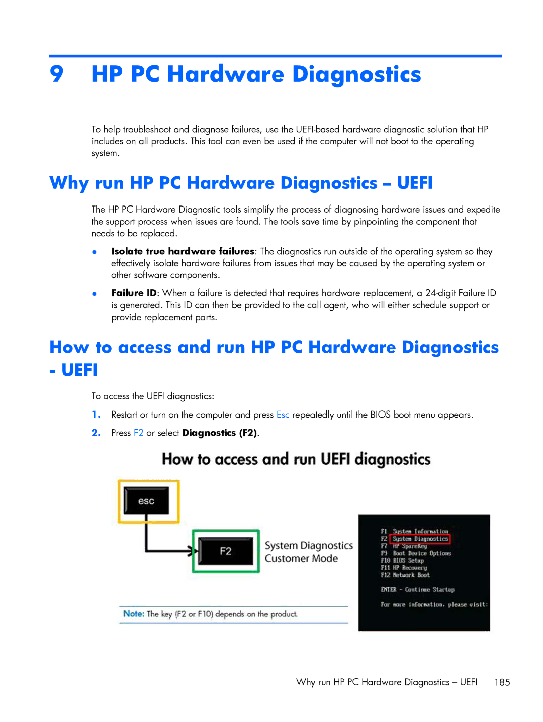 HP Pro 6305 manual Why run HP PC Hardware Diagnostics Uefi, How to access and run HP PC Hardware Diagnostics Uefi 