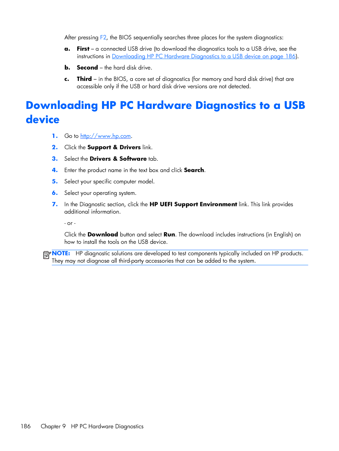 HP Pro 6305 manual Downloading HP PC Hardware Diagnostics to a USB device 