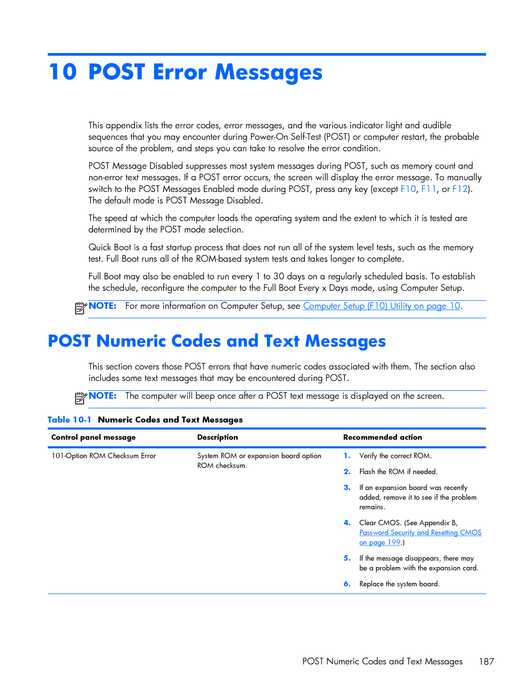 HP Pro 6305 manual Post Numeric Codes and Text Messages, 1Numeric Codes and Text Messages 