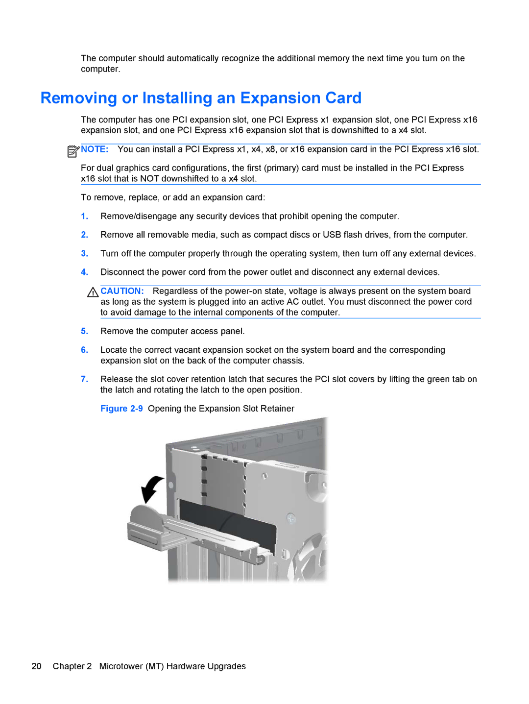 HP Pro 6305 manual Removing or Installing an Expansion Card 