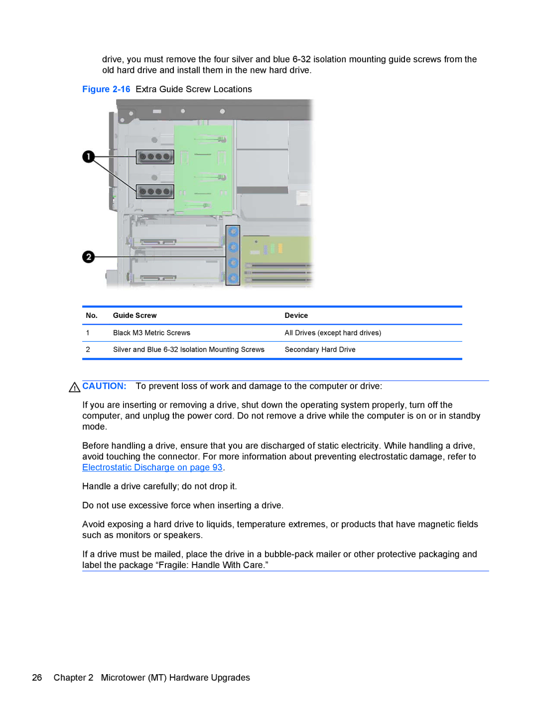 HP Pro 6305 manual 16Extra Guide Screw Locations 