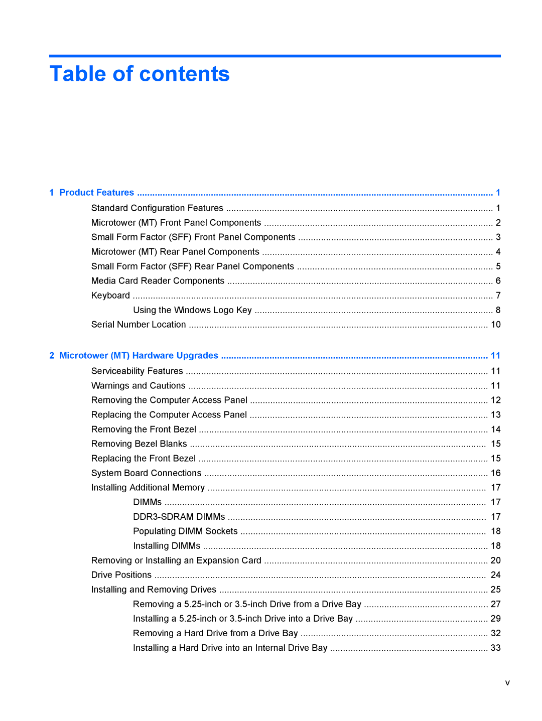 HP Pro 6305 manual Table of contents 