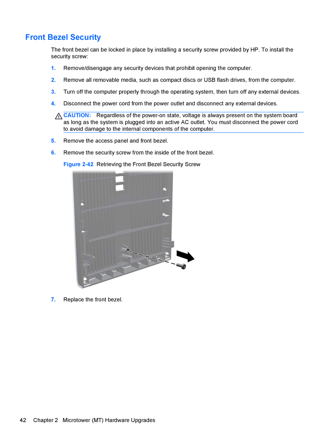 HP Pro 6305 manual Front Bezel Security 