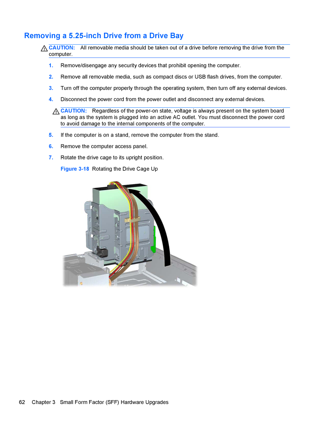 HP Pro 6305 manual Removing a 5.25-inch Drive from a Drive Bay 