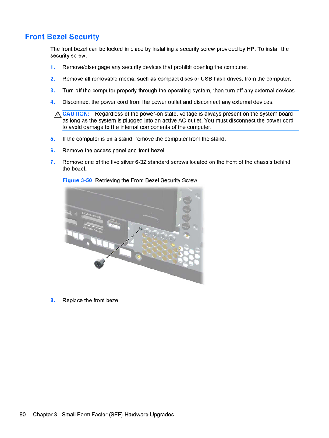 HP Pro 6305 manual Front Bezel Security 