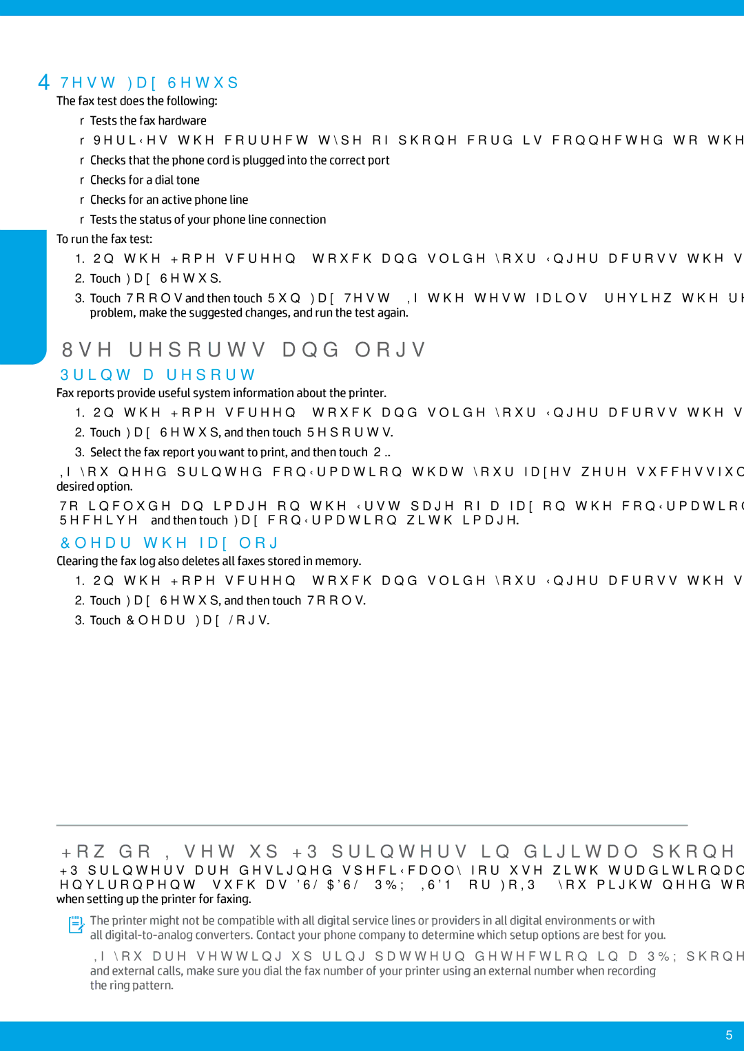 HP Pro 6835, Pro 6830 Use reports and logs, How do I set up HP printers in digital phone environments?, Test Fax Setup 